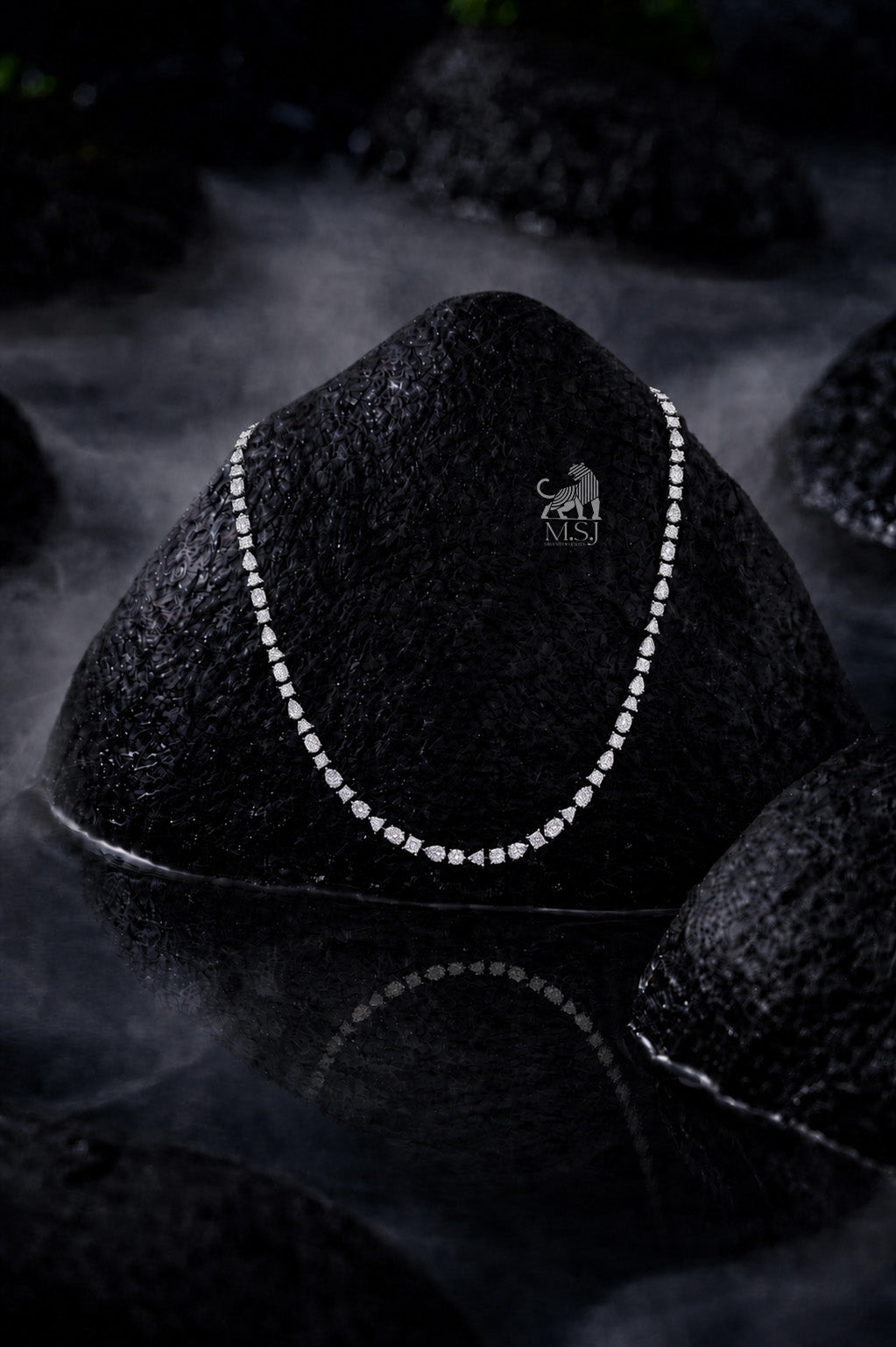 The Élan Mixed-Cut Diamond Tennis Necklace - lab-grown diamond necklace, styled product photo