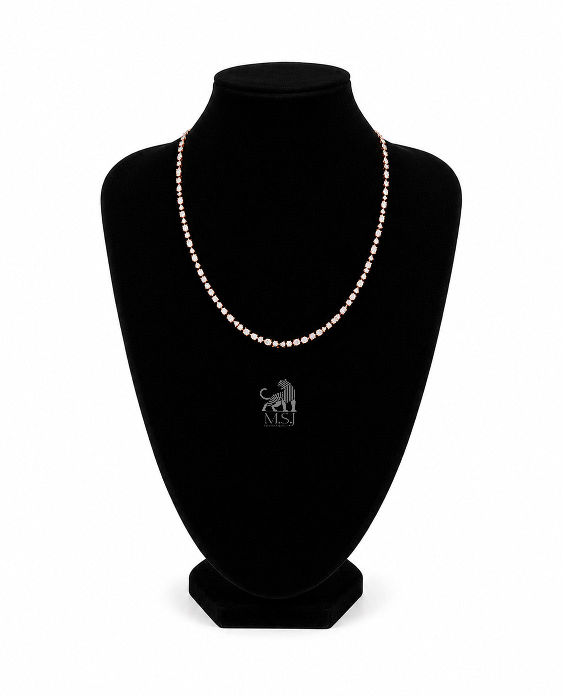 The Élan Mixed-Cut Diamond Tennis Necklace in rose gold