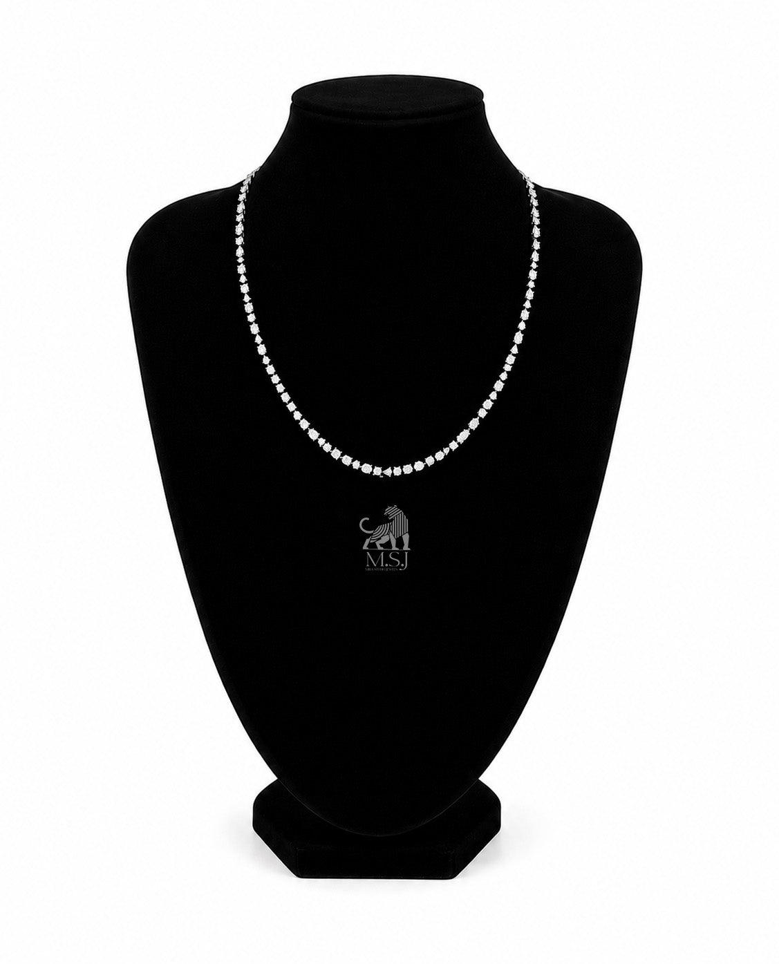 The Élan Mixed-Cut Diamond Tennis Necklace in white gold