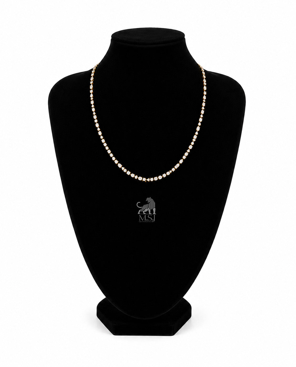 The Élan Mixed-Cut Diamond Tennis Necklace in yellow gold