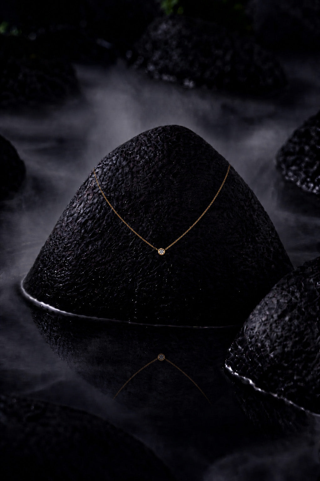 The Solenne Diamond Solitaire Necklace - lab-grown diamond necklace, styled product photo