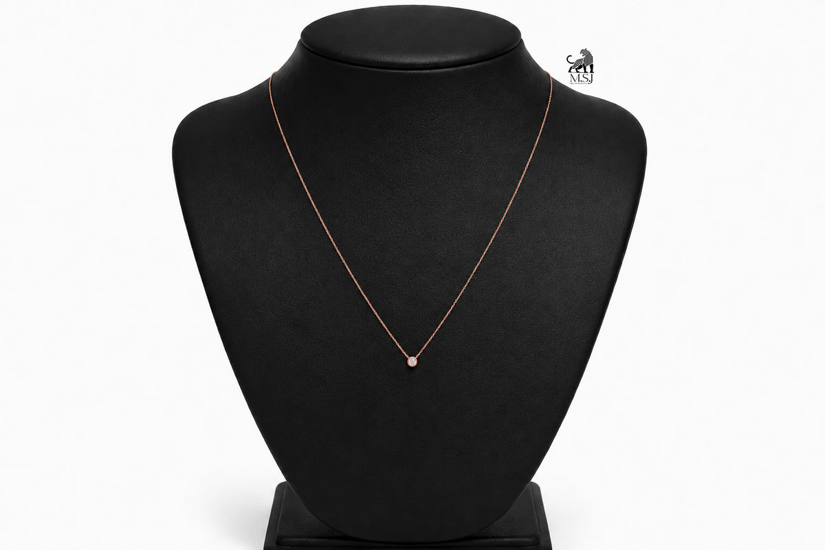 The Solenne Diamond Solitaire Necklace in rose gold