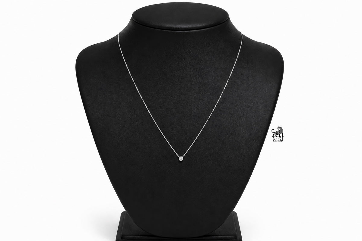 The Solenne Diamond Solitaire Necklace in white gold