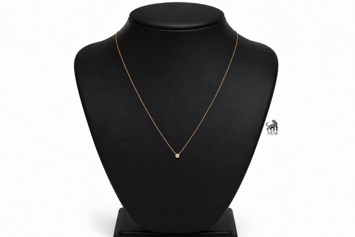 The Solenne Diamond Solitaire Necklace in yellow gold
