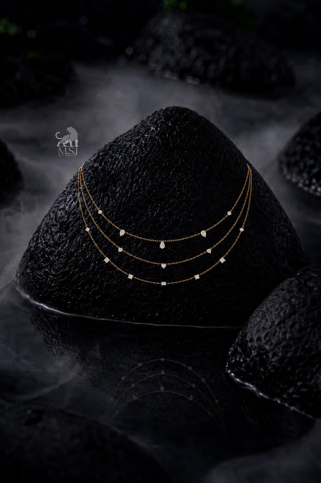 The Aurelia Four-Layer Diamond Necklace - lab-grown diamond necklace, styled product photo