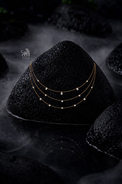 The Aurelia Four-Layer Diamond Necklace - lab-grown diamond necklace, styled product photo