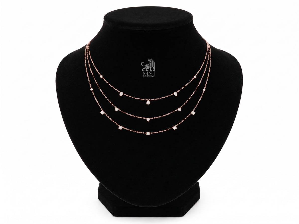 The Aurelia Four-Layer Diamond Necklace in rose gold