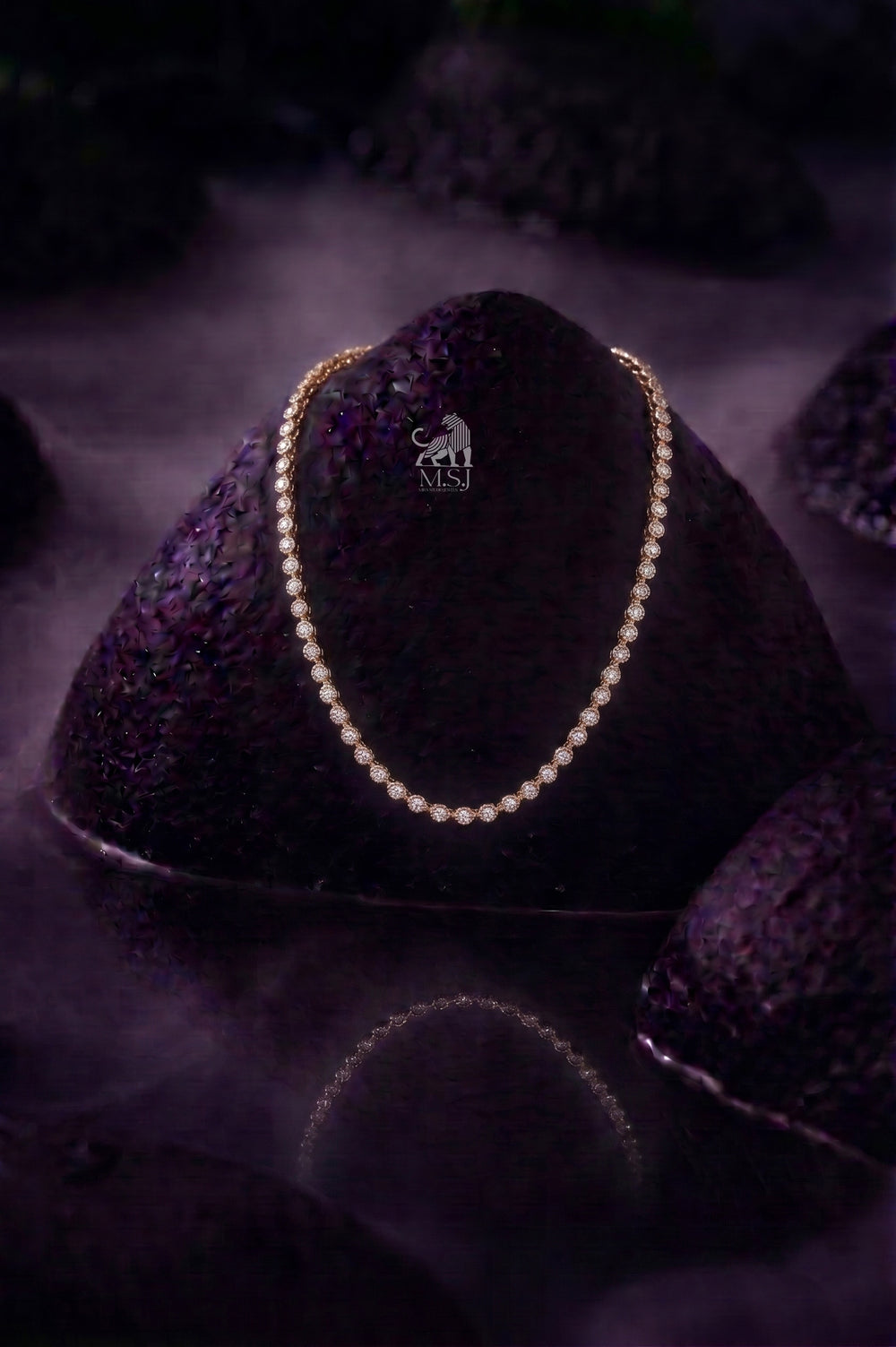 The Étoile Round Diamond Tennis Necklace - lab-grown diamond necklace, styled product photo