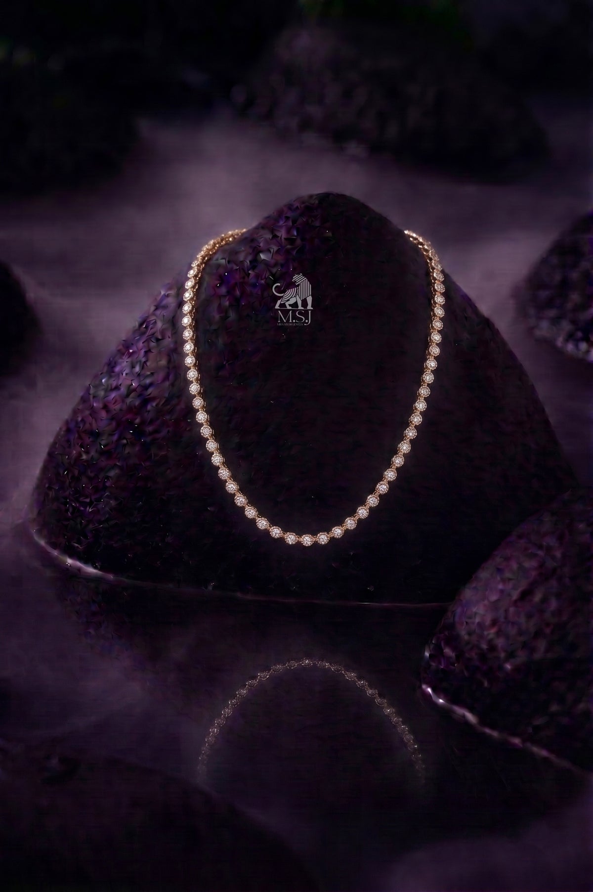The Étoile Round Diamond Tennis Necklace - lab-grown diamond necklace, styled product photo