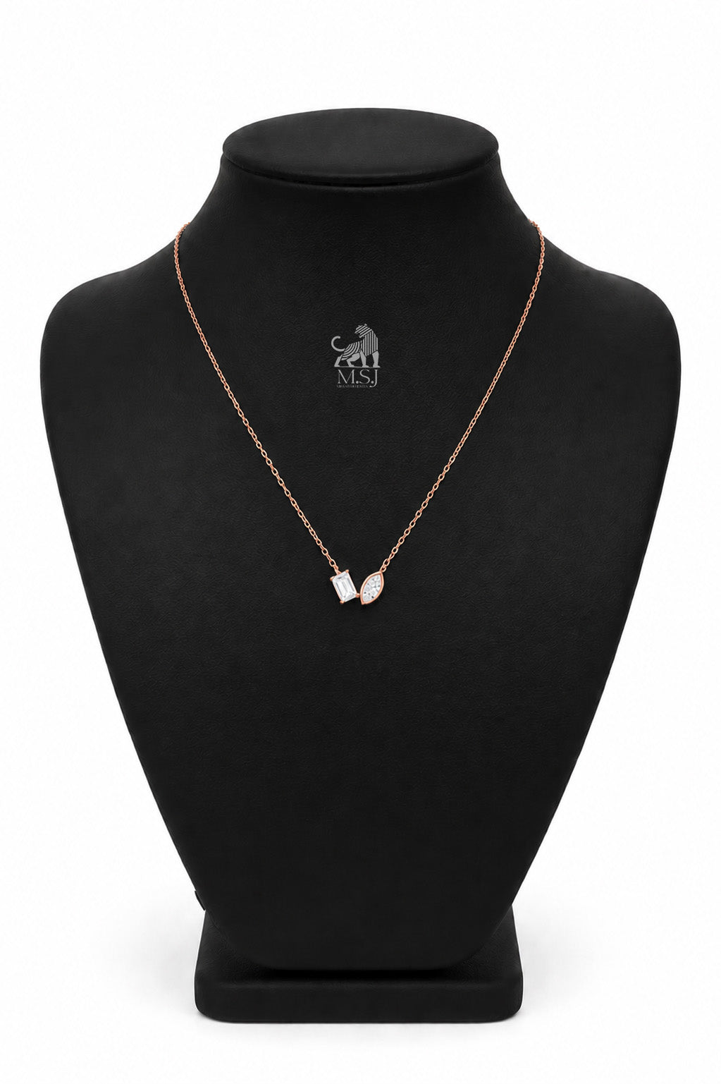The Vela Duo-Cut Diamond Necklace in rose gold