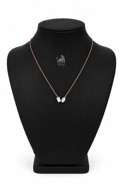 The Vela Duo-Cut Diamond Necklace in rose gold