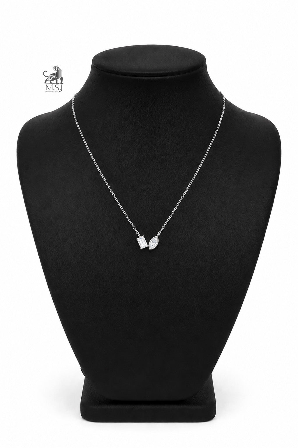 The Vela Duo-Cut Diamond Necklace in white gold