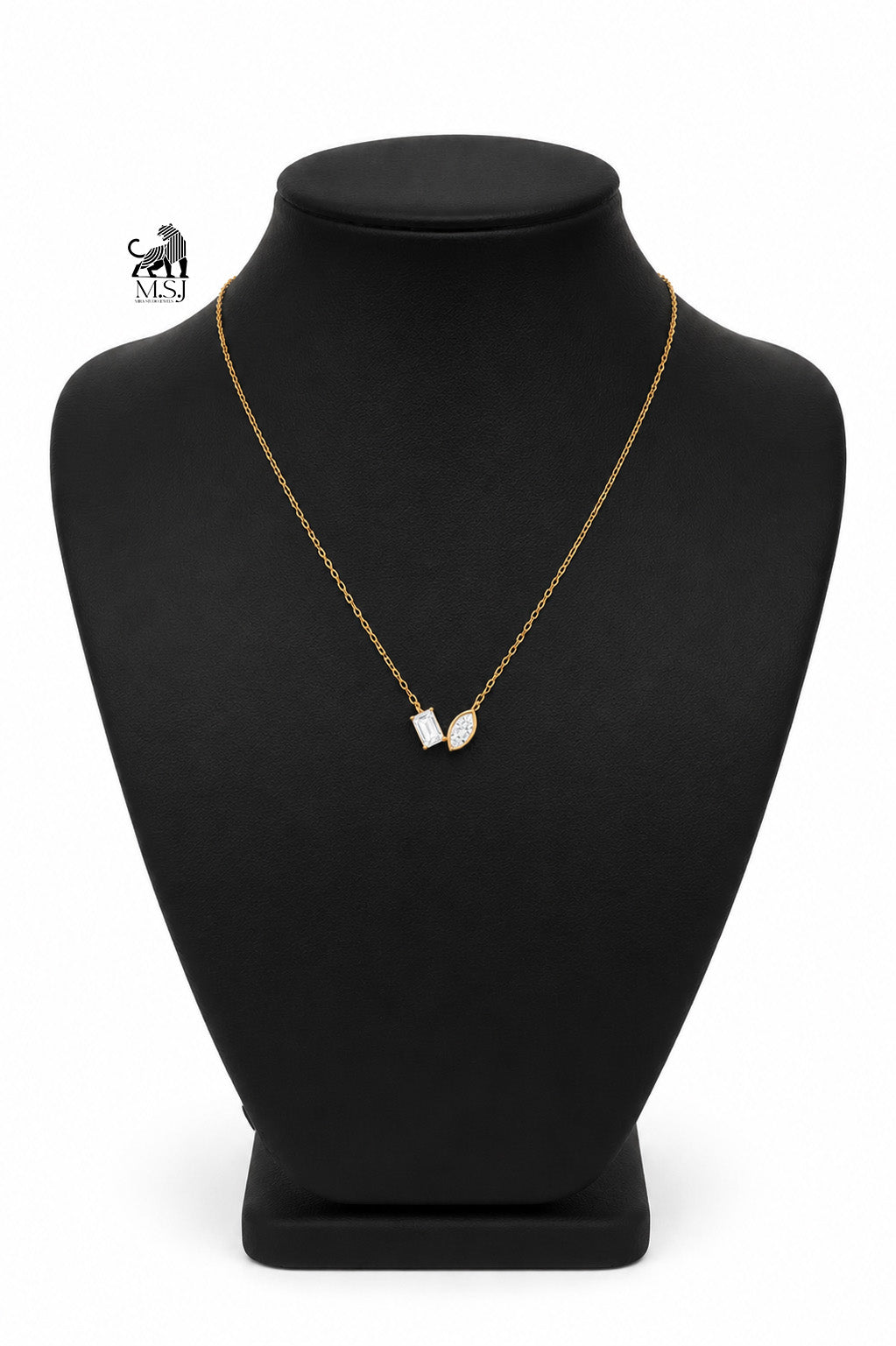 The Vela Duo-Cut Diamond Necklace in yellow gold