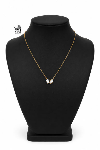 The Vela Duo-Cut Diamond Necklace in yellow gold