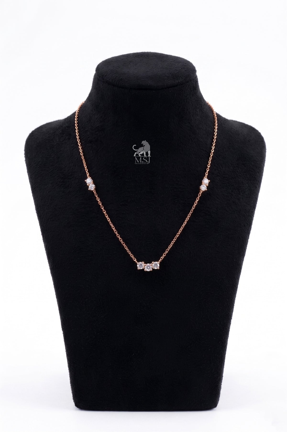 The Amara Diamond Trio Necklace in rose gold