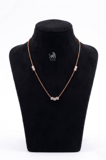 The Amara Diamond Trio Necklace in rose gold