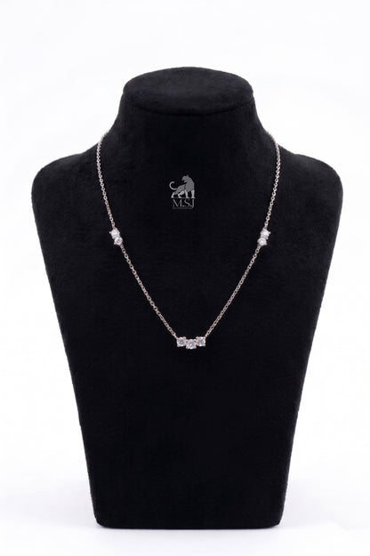 The Amara Diamond Trio Necklace in white gold
