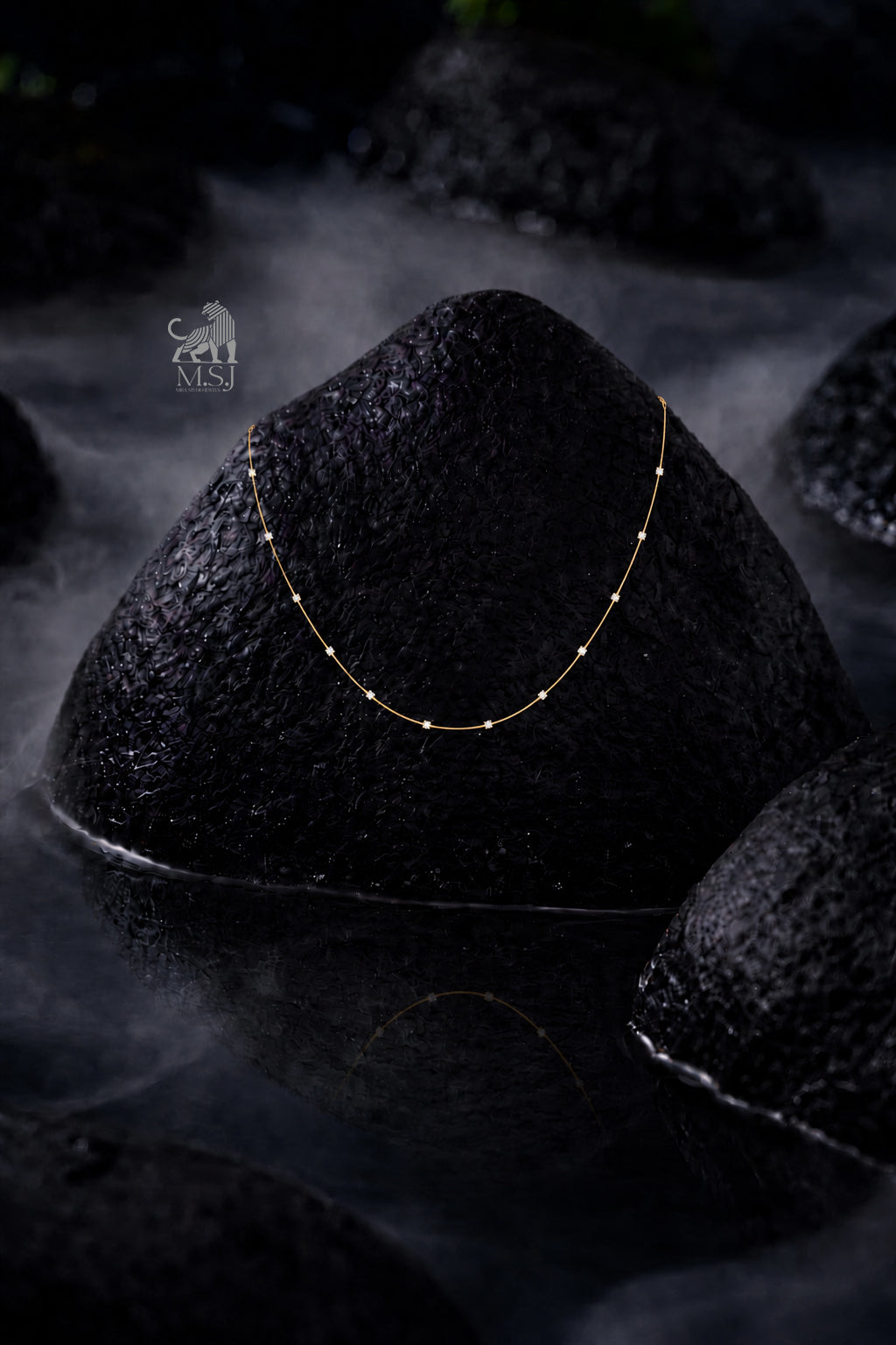 The Aurelle Diamond Station Necklace - lab-grown diamond necklace, styled product photo