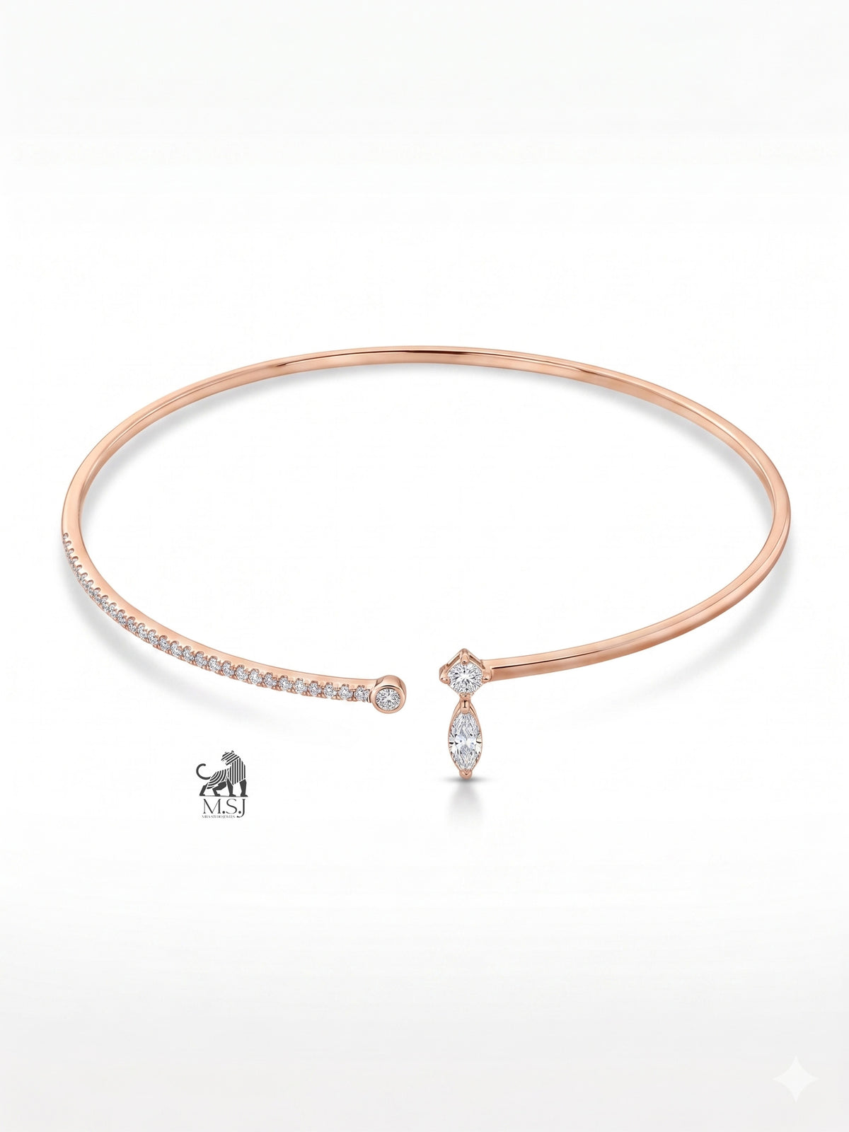 The Aurelia Asymmetric Diamond Open Necklace in rose gold