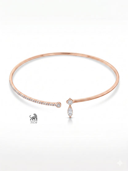 The Aurelia Asymmetric Diamond Open Necklace in rose gold