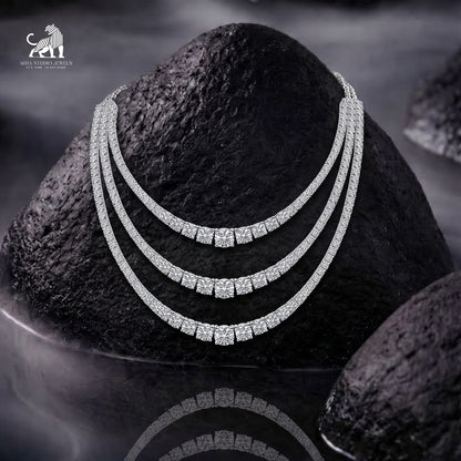 The Aurelia Three-Tier Diamond Cascade Necklace in white gold
