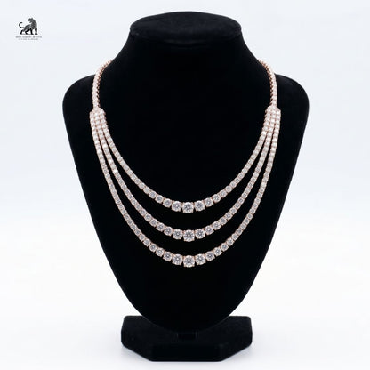 The Aurelia Three-Tier Diamond Cascade Necklace in rose gold