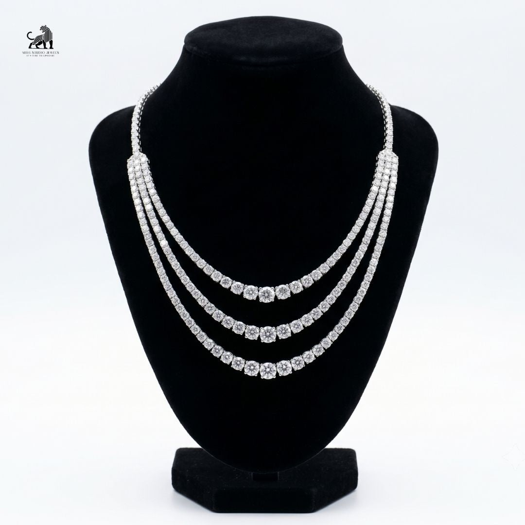 The Aurelia Three-Tier Diamond Cascade Necklace in yellow gold