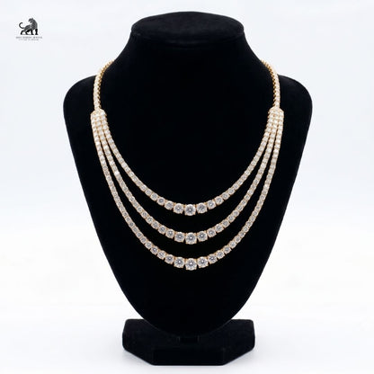The Aurelia Three-Tier Diamond Cascade Necklace - lab-grown diamond necklace, styled product photo