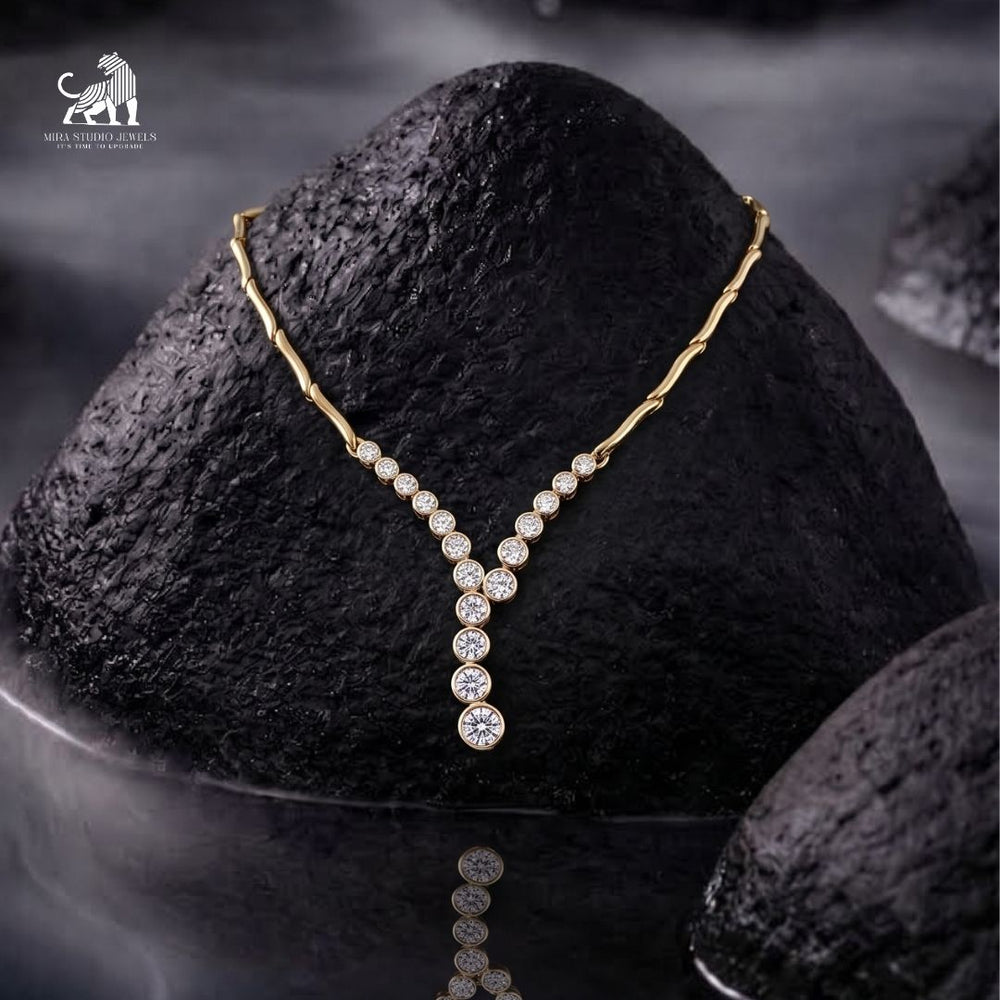 Seraphine Y-Drop Diamond Link Necklace - lab-grown diamond necklace, styled product photo