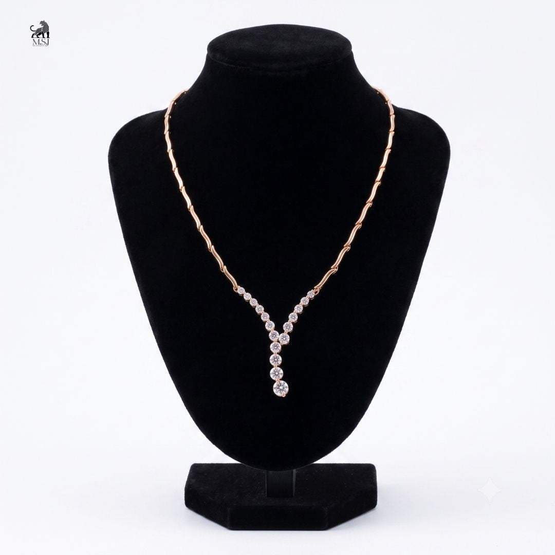 Seraphine Y-Drop Diamond Link Necklace in rose gold