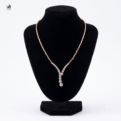Seraphine Y-Drop Diamond Link Necklace in rose gold