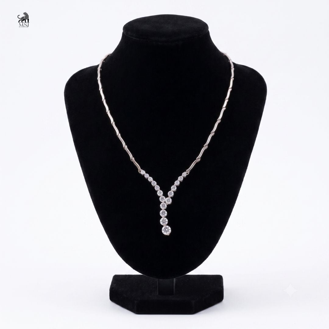 Seraphine Y-Drop Diamond Link Necklace in white gold