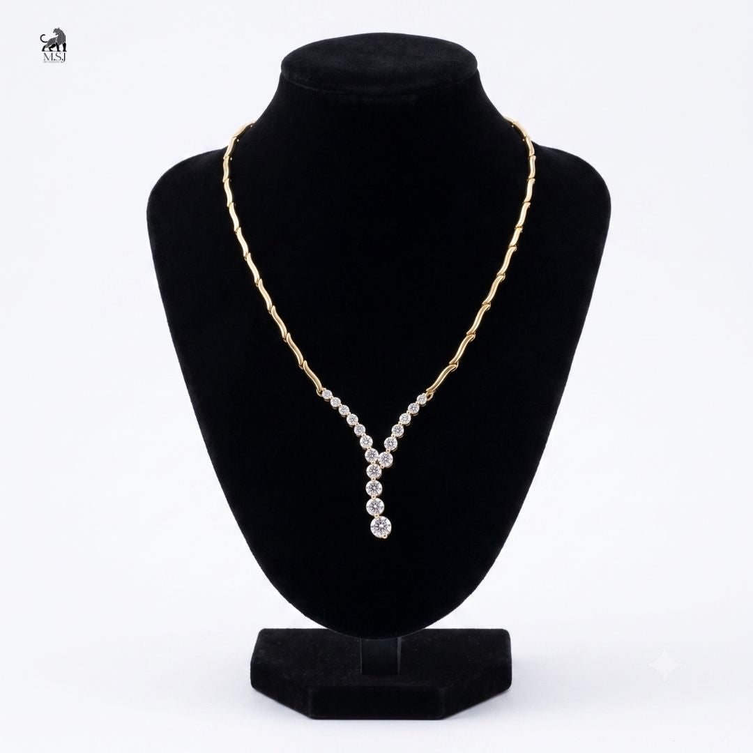 Seraphine Y-Drop Diamond Link Necklace in yellow gold