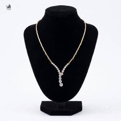 Seraphine Y-Drop Diamond Link Necklace in yellow gold