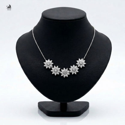 Celestine Five-Bloom Diamond Necklace in white gold