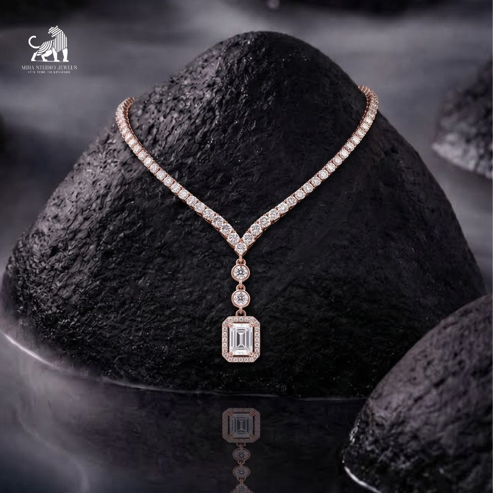 Élan Emerald Drop Diamond Necklace - lab-grown diamond necklace, styled product photo
