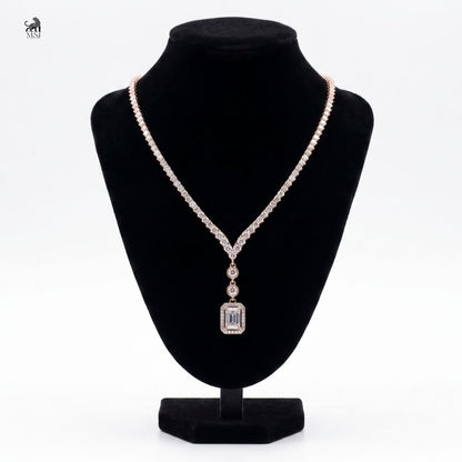 Élan Emerald Drop Diamond Necklace in rose gold