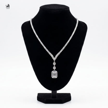Élan Emerald Drop Diamond Necklace in white gold