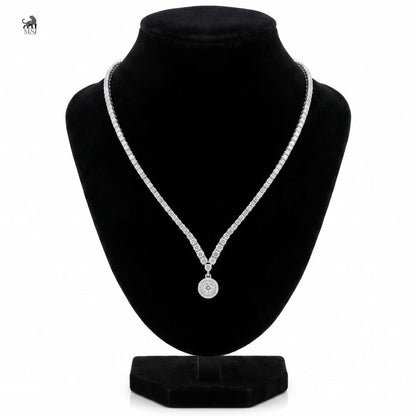 Solenne Diamond Halo Drop Necklace in yellow gold
