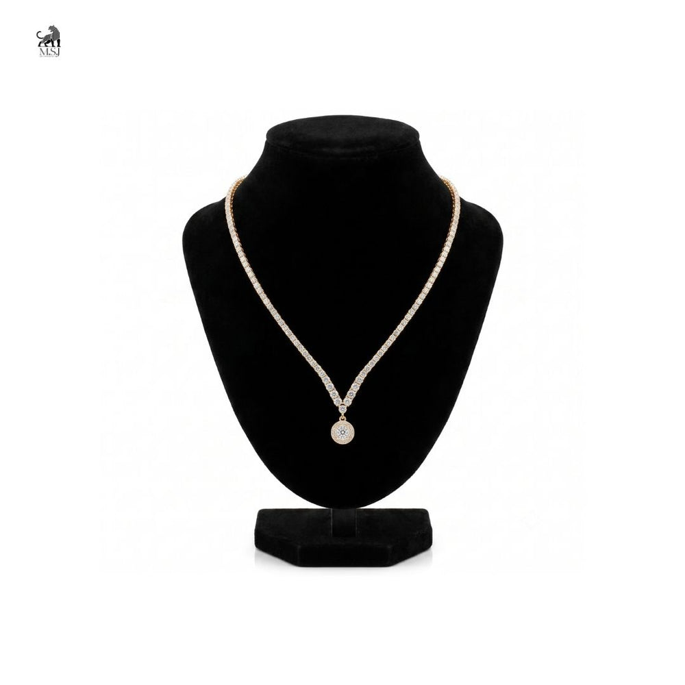 Solenne Diamond Halo Drop Necklace - lab-grown diamond necklace, styled product photo