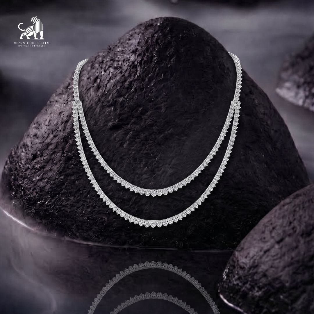 Aurelia Double Row Diamond Necklace - lab-grown diamond necklace, styled product photo