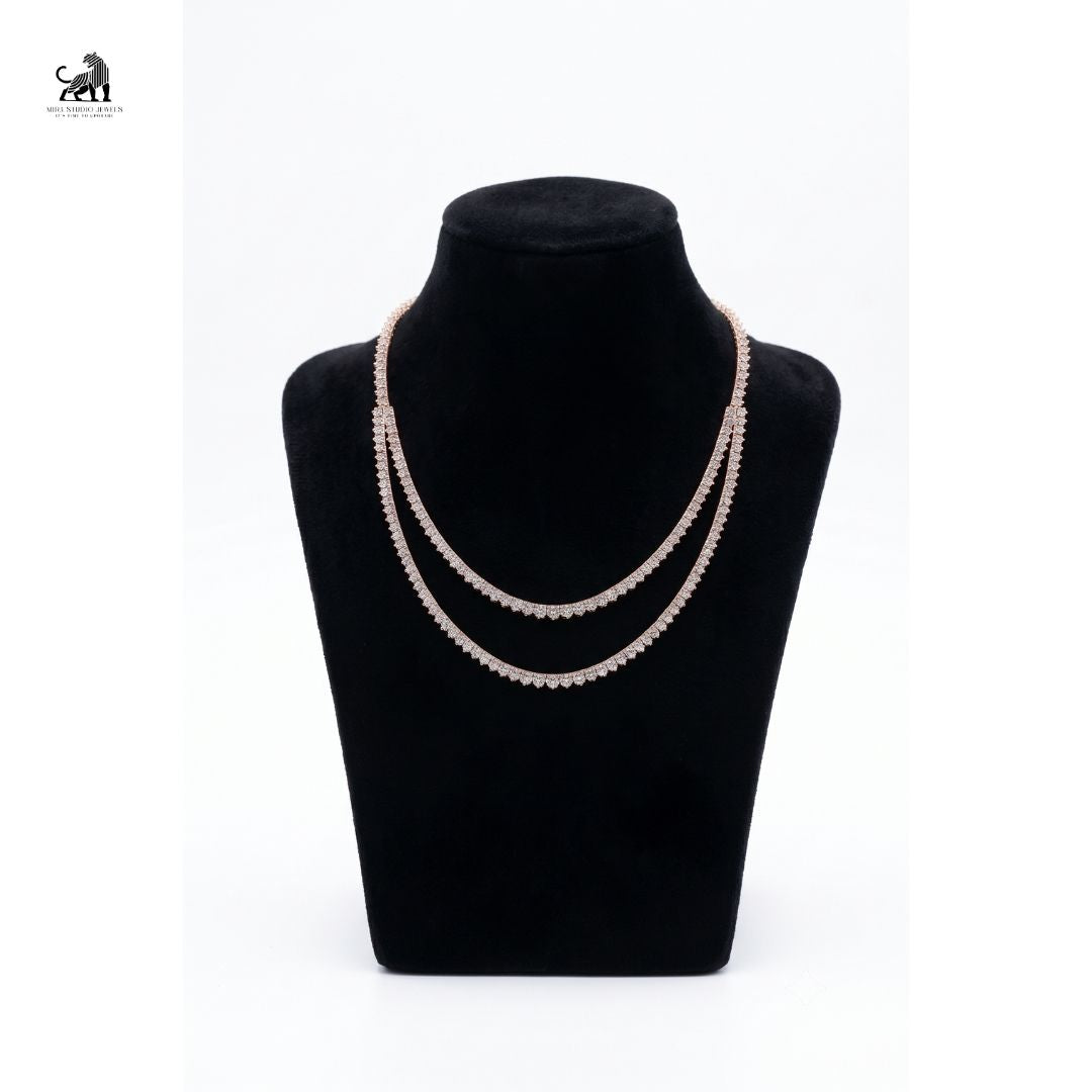 Aurelia Double Row Diamond Necklace in rose gold