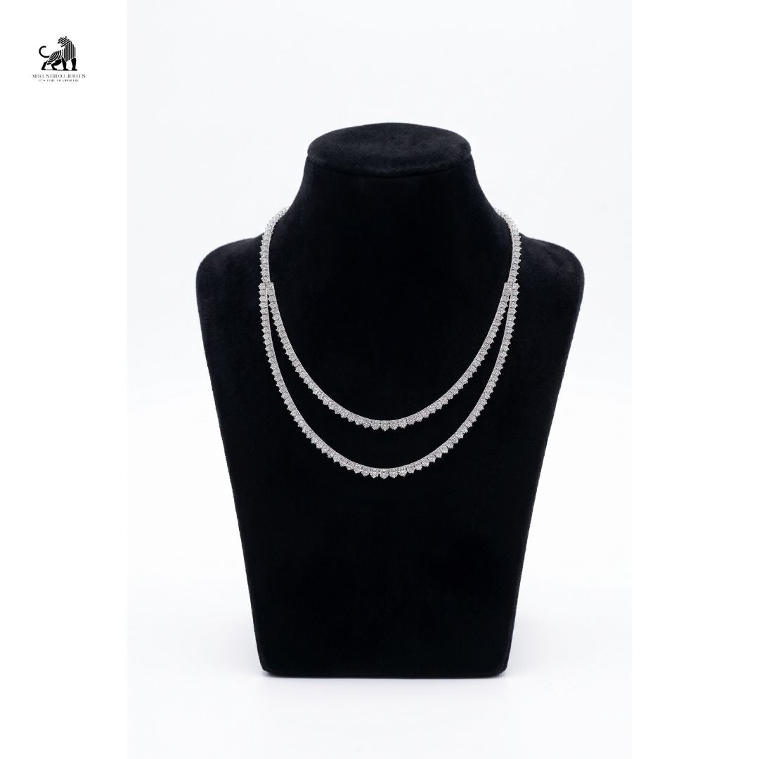 Aurelia Double Row Diamond Necklace in white gold