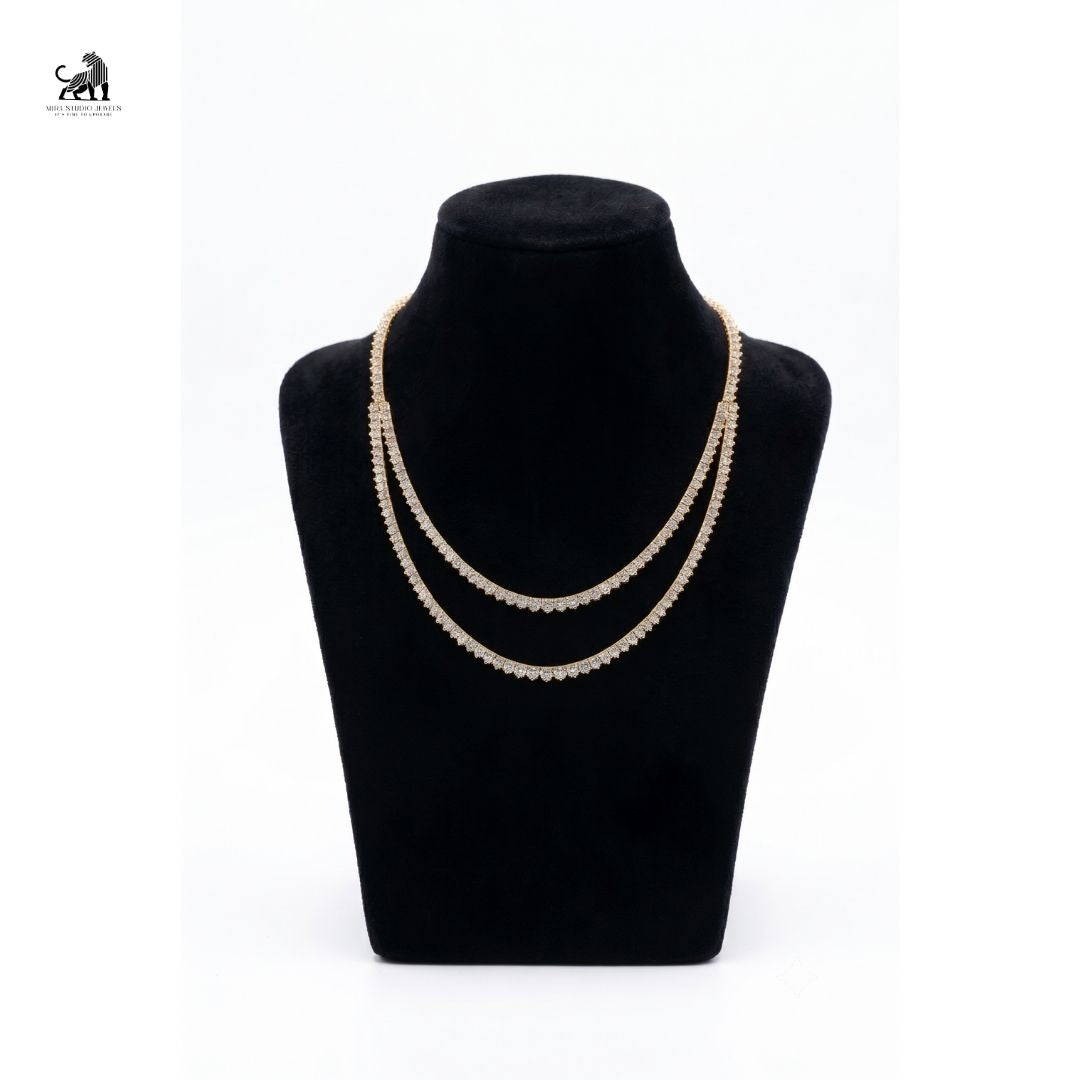 Aurelia Double Row Diamond Necklace in yellow gold