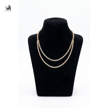 Aurelia Double Row Diamond Necklace in yellow gold