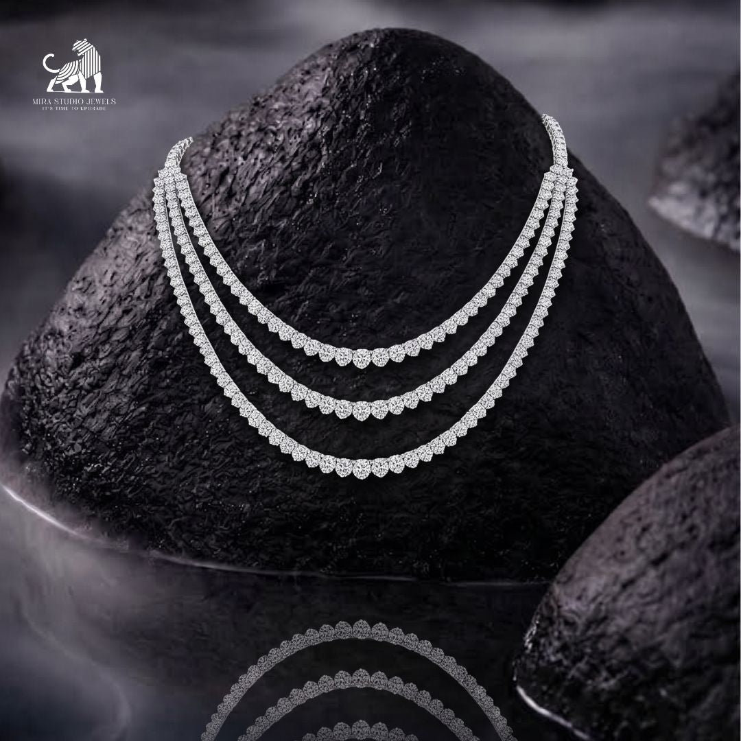 Étoile Three-Tier Diamond Necklace - lab-grown diamond necklace, styled product photo