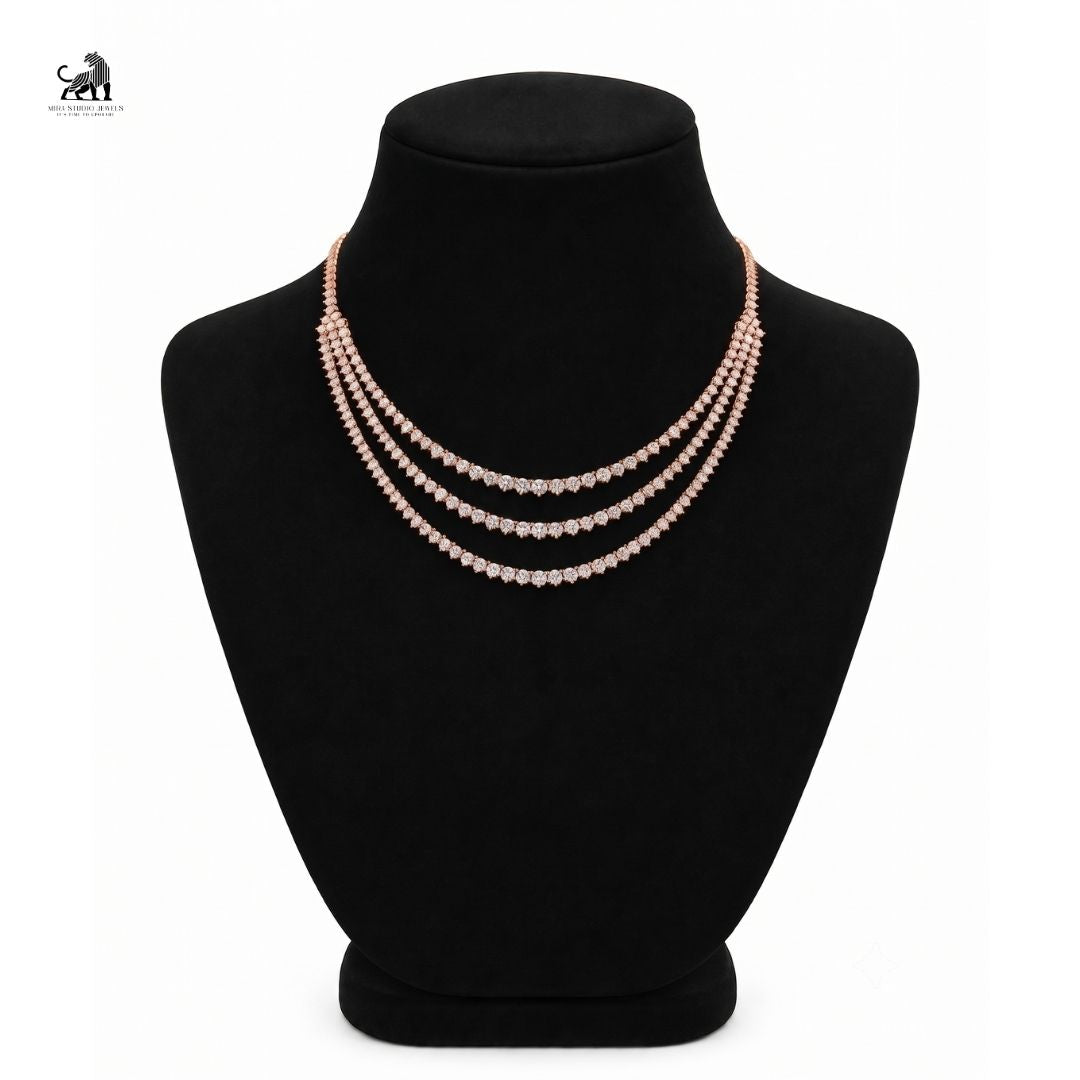 Étoile Three-Tier Diamond Necklace in rose gold