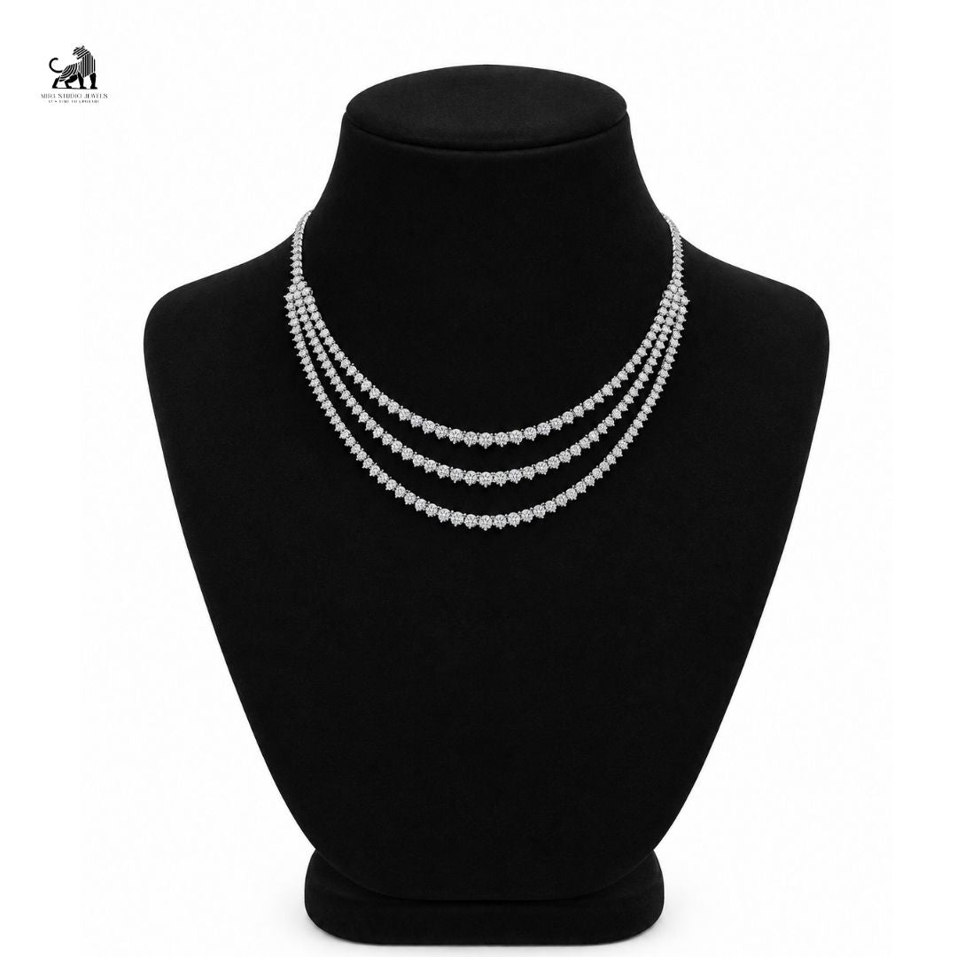 Étoile Three-Tier Diamond Necklace in white gold