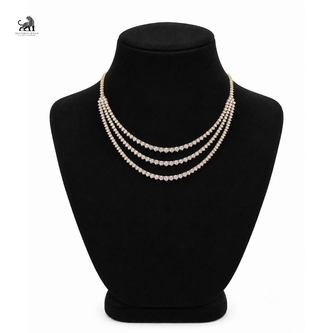 Étoile Three-Tier Diamond Necklace in yellow gold