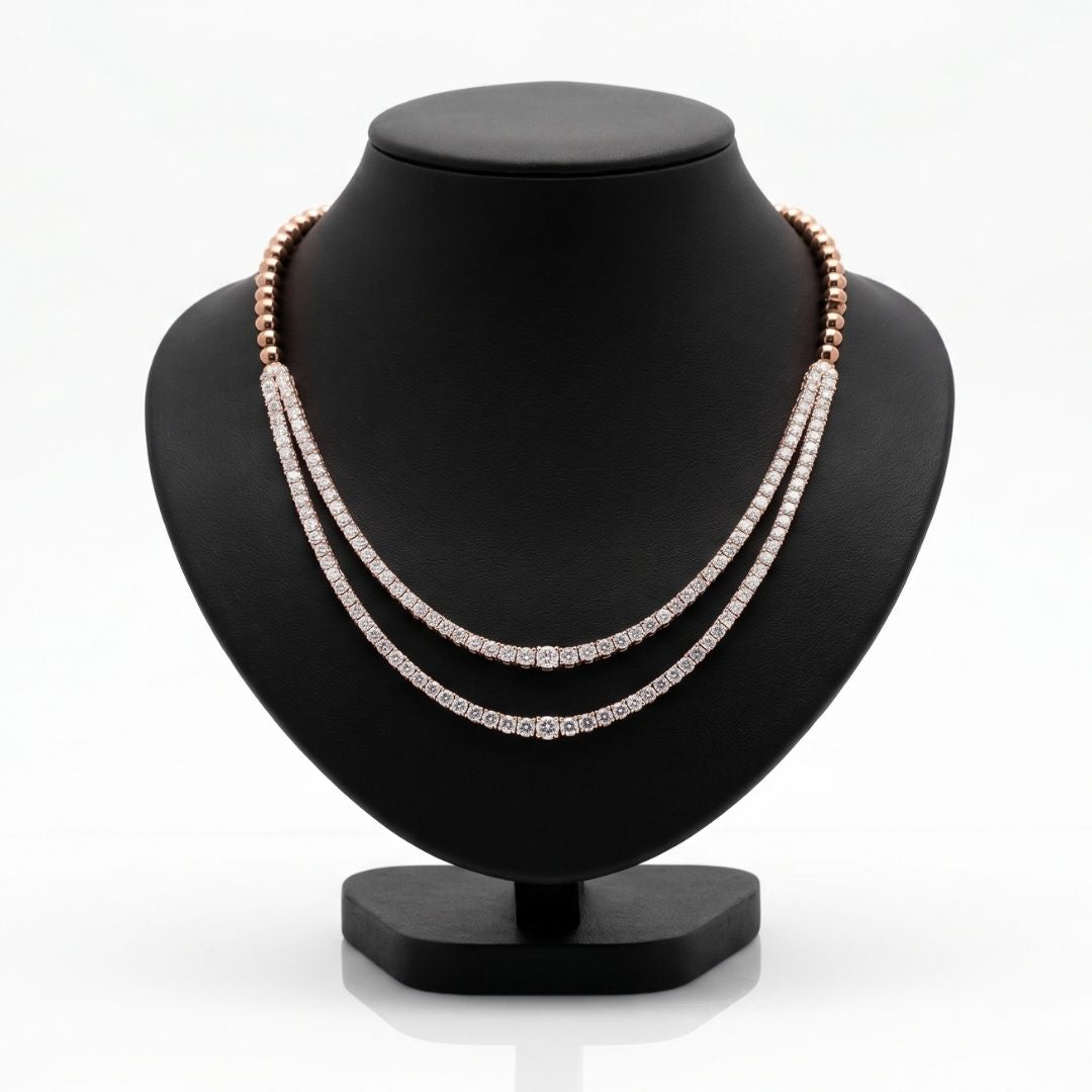 Aurelia Double Strand Diamond Necklace in rose gold